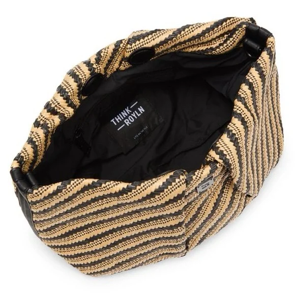 THINK ROYLN • Savannah Woven Design Raffia Top Handle Crossbody Bag Purse 3ways - Picture 4 of 11